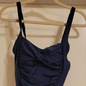 Cupshe Navy Blue Ruched One Piece Swimsuit Size L Tummy  Control